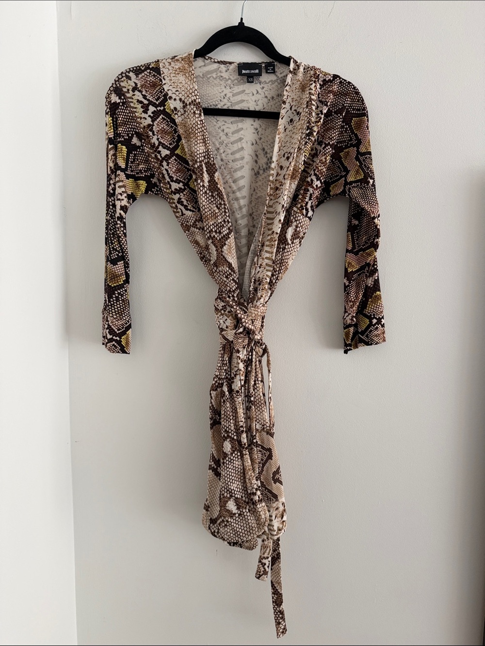 Just Cavalli Brown Snake-Print Wrap dress